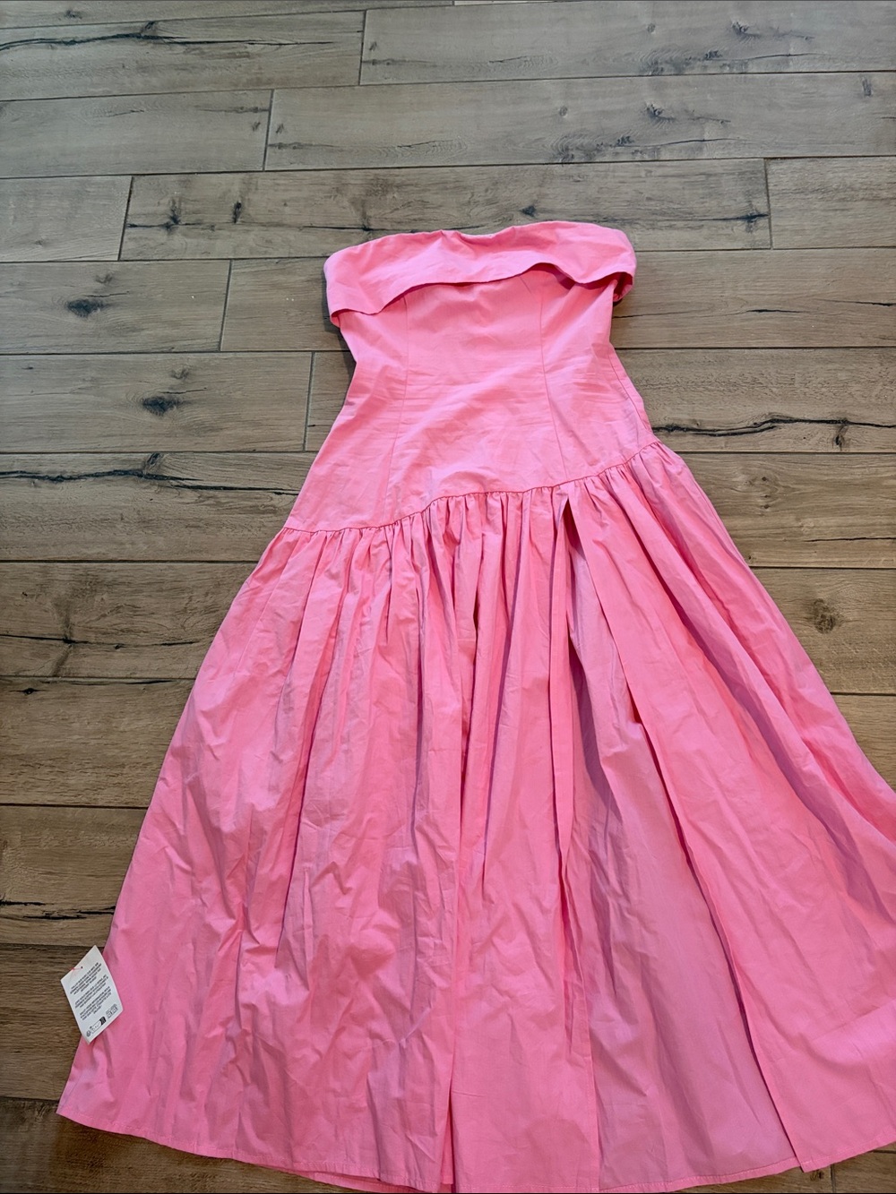 ASOS Strapless Midi Dress in Bright Pink